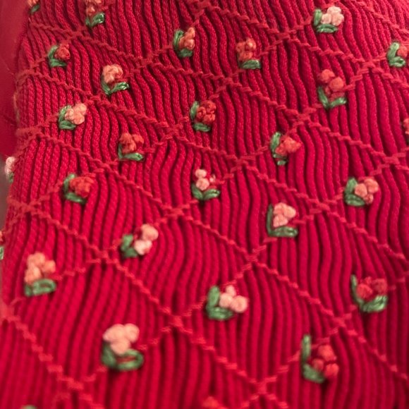 Luli & Me Girls 6 Smocked Floral Red Dress - Picture 5 of 13